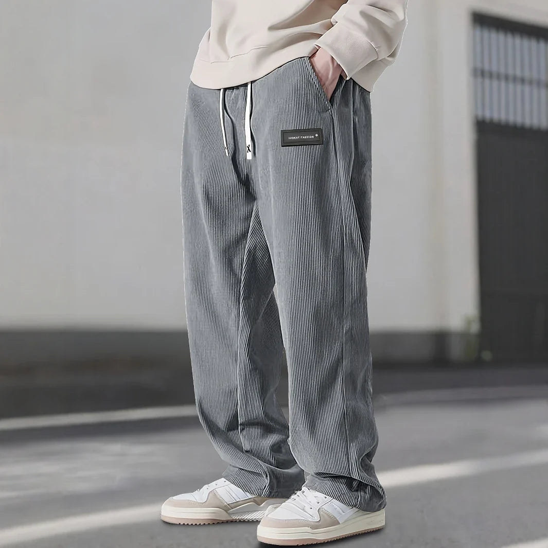 Oliver | Men's Wide-Leg Corduroy Trousers | Drawstring Waist · Eltrendio