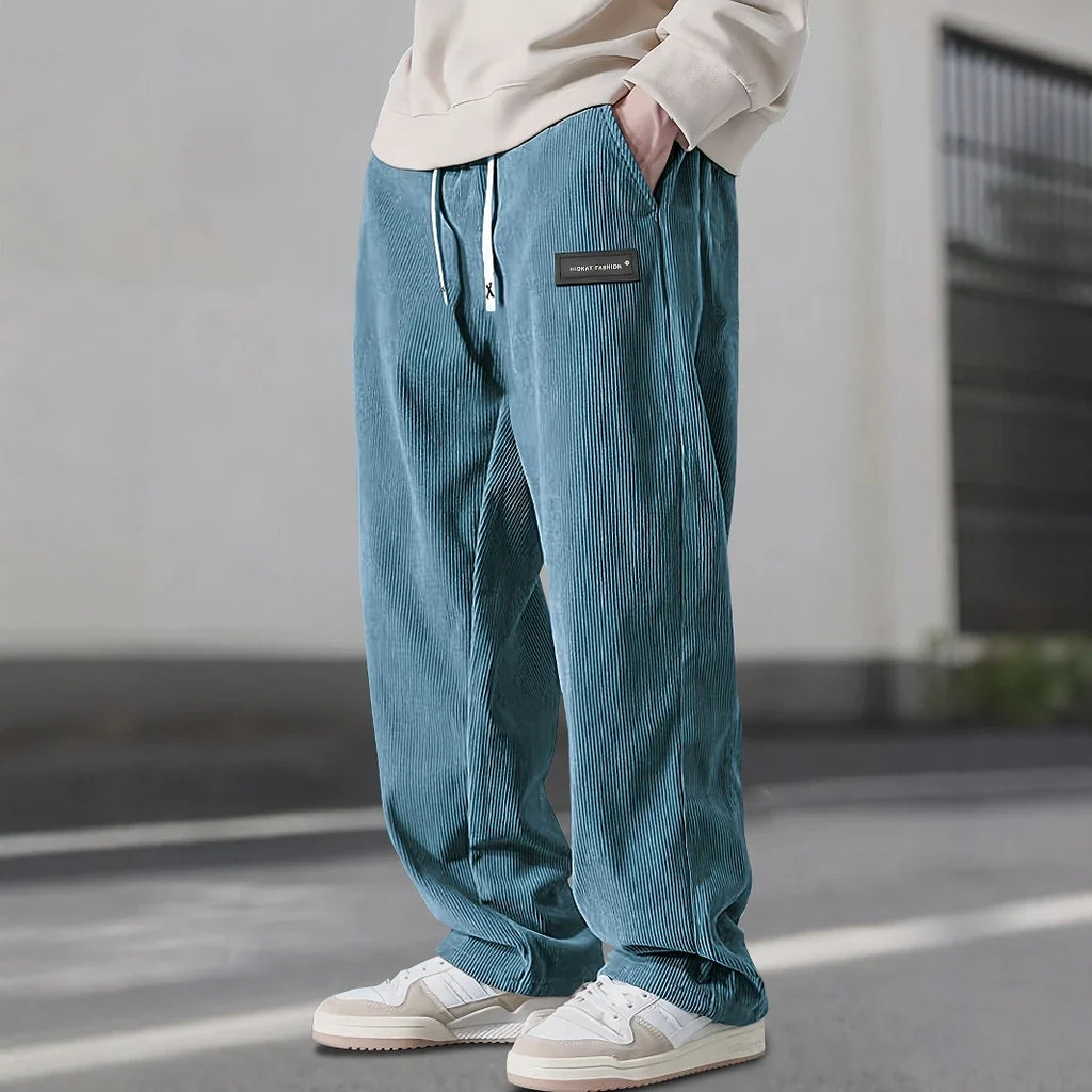 Oliver | Men's Wide-Leg Corduroy Trousers | Drawstring Waist · Eltrendio