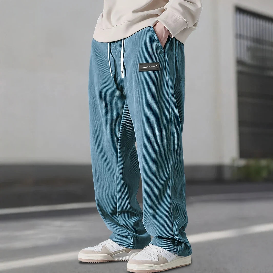 Oliver | Men's Wide-Leg Corduroy Trousers | Drawstring Waist · Eltrendio