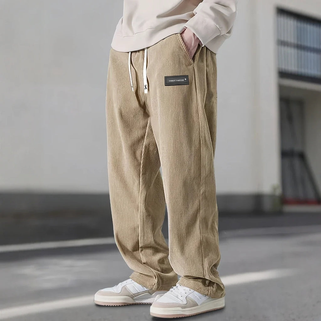 Oliver | Men's Wide-Leg Corduroy Trousers | Drawstring Waist · Eltrendio