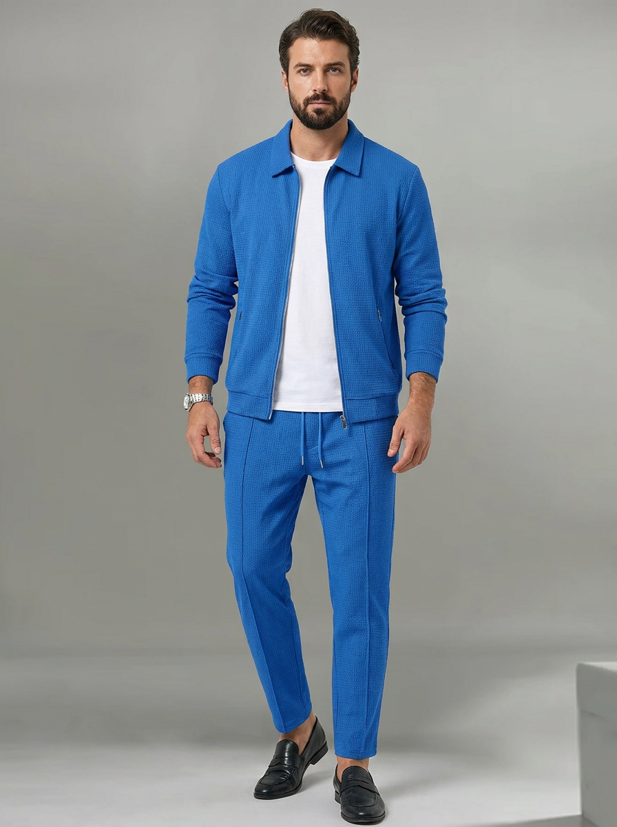 Oliver | Men's Zip Tracksuit Set | Waffle-Knit-Eltrendio