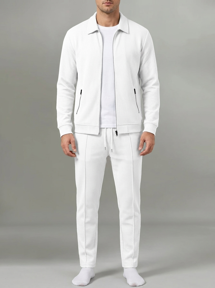 Oliver | Men's Zip Tracksuit Set | Waffle-Knit-Eltrendio