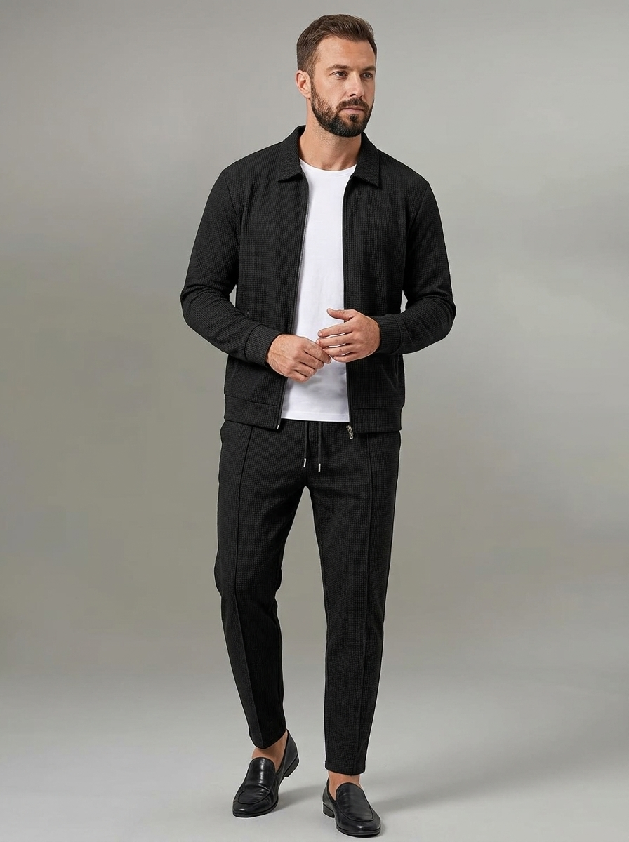 Oliver | Men's Zip Tracksuit Set | Waffle-Knit-Eltrendio
