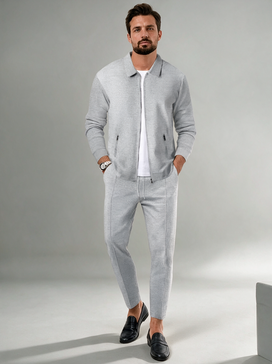 Oliver | Men's Zip Tracksuit Set | Waffle-Knit-Eltrendio