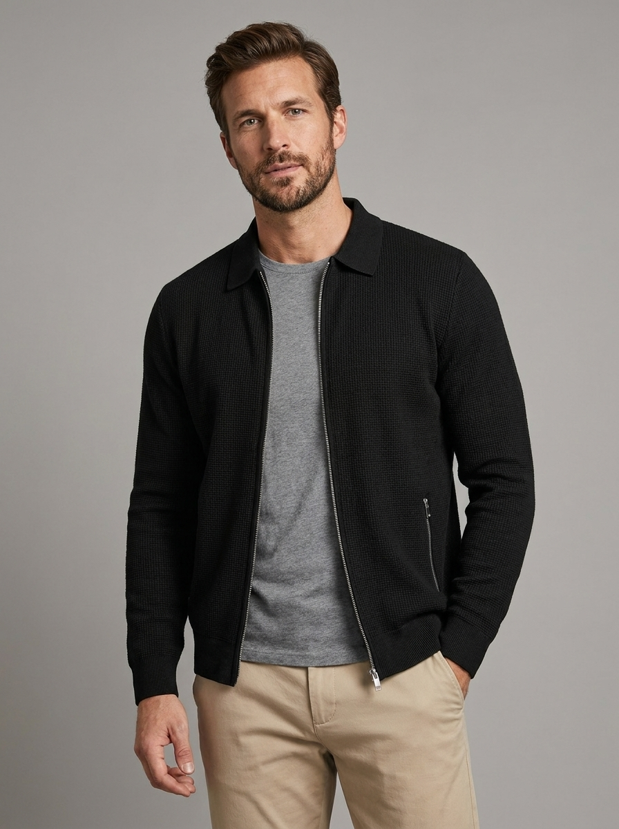 Oliver | Men's Zip-Up Shirt | Waffle Knit-Eltrendio