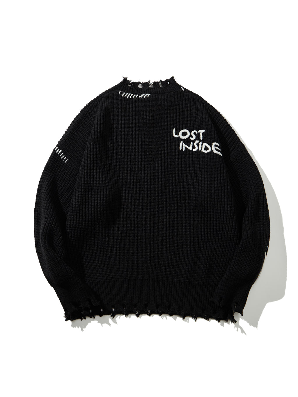 Riley | Unisex Knit Sweater | Oversized Distressed Y2K Grunge Style-Eltrendio
