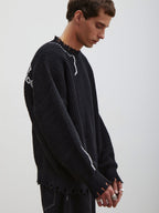 Riley | Unisex Knit Sweater | Oversized Distressed Y2K Grunge Style-Eltrendio