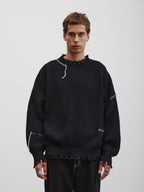 Riley | Unisex Knit Sweater | Oversized Distressed Y2K Grunge Style-Eltrendio