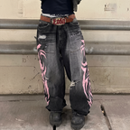 Riley | Women's Wide-Leg Jeans | Graphic Print · Eltrendio