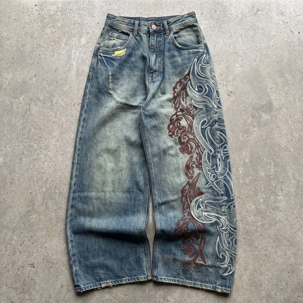 Riley | Women's Wide-Leg Jeans | Graphic Print · Eltrendio