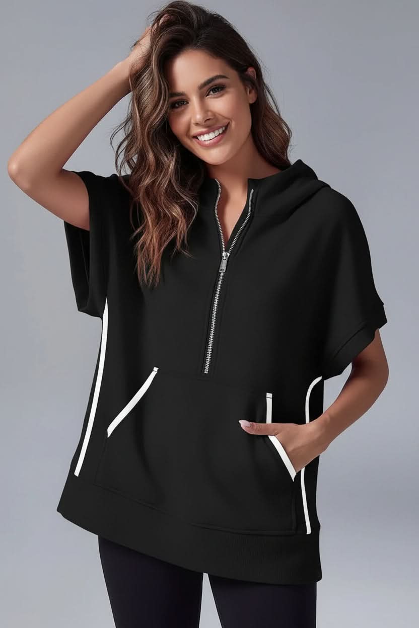 Sophie | Women's Half-Zip Hoodie | Short Sleeve · Eltrendio