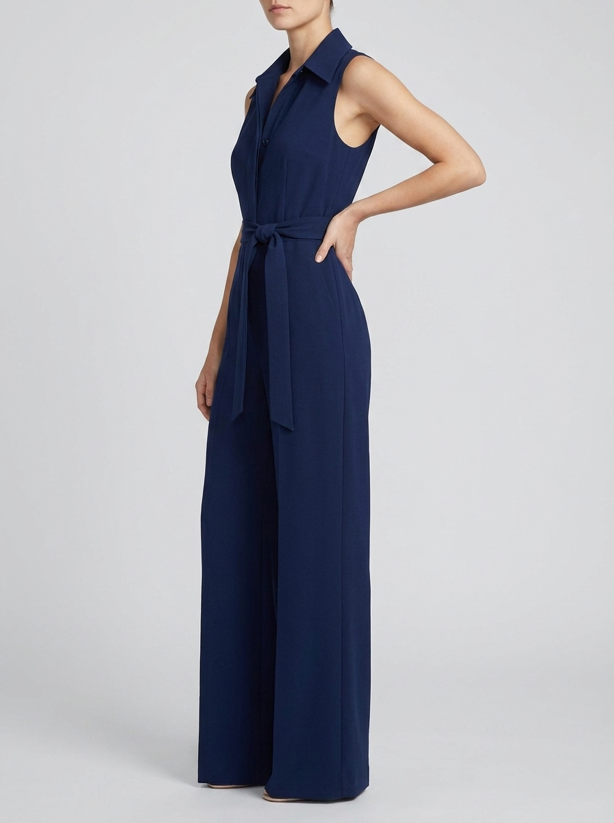 Sophie | Women's Sleeveless Wide-Leg Jumpsuit | Belted Waist