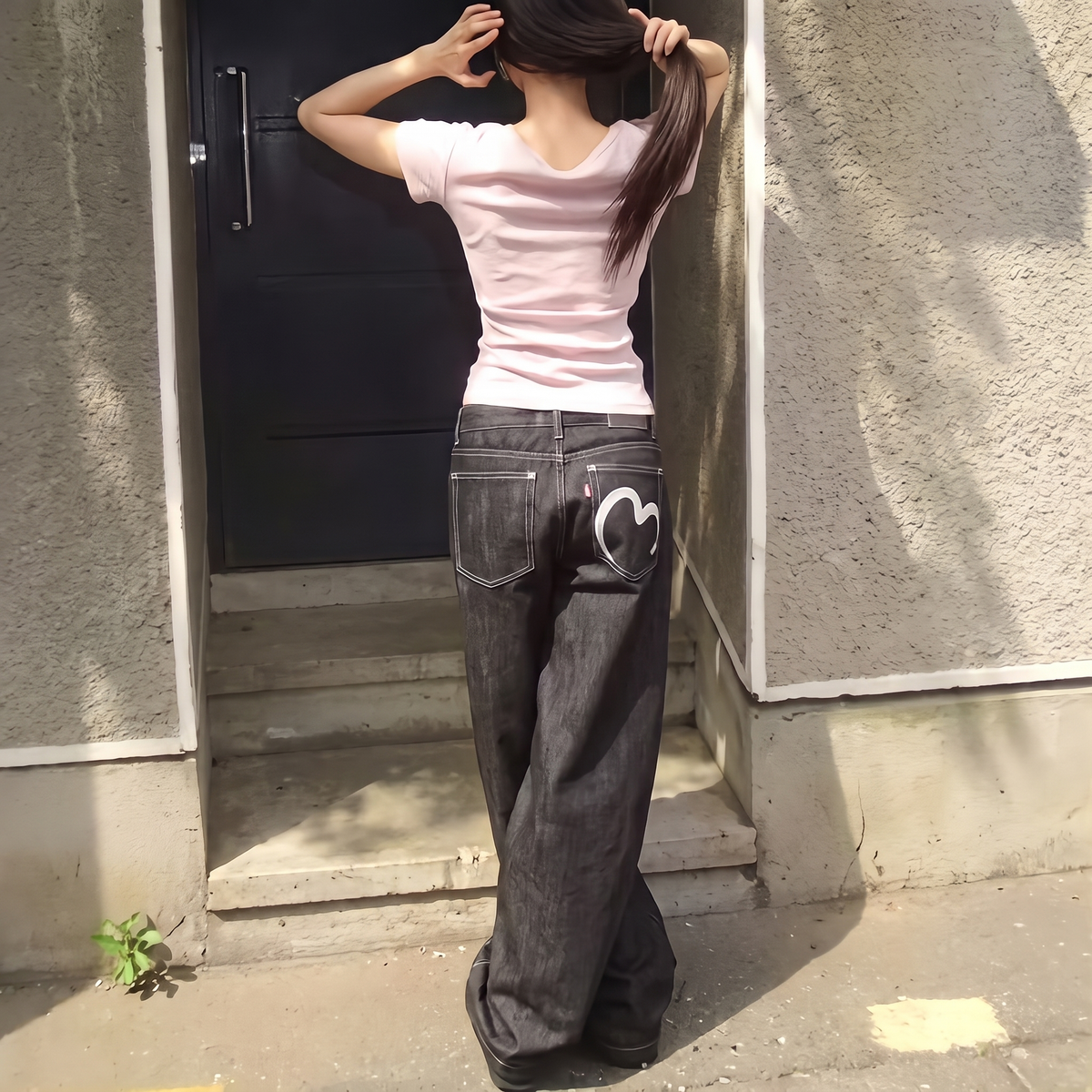 Sophie | Women's Wide-Leg Jeans | Contrast Stitch · Eltrendio