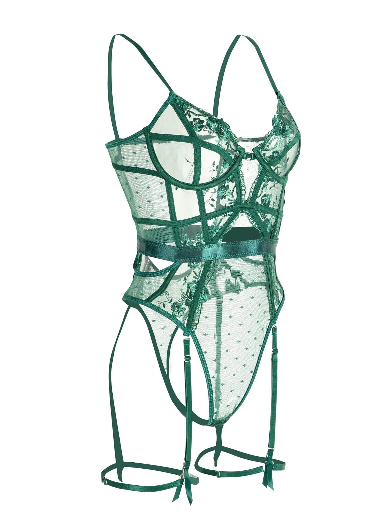 Verleina | Women's Lace Bodysuit | Suspender Straps · Eltrendio