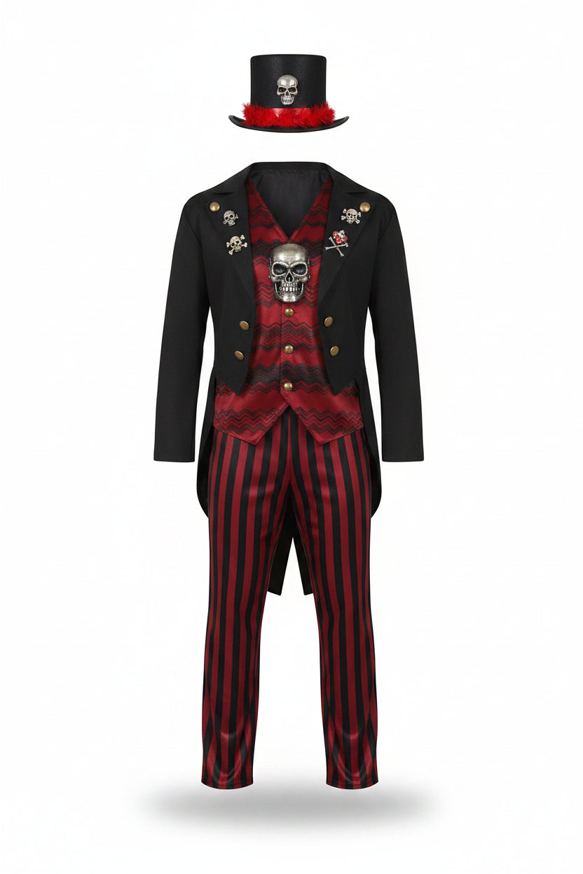 Victor | Men's Skull Costume Set | Striped Tailcoat · Eltrendio