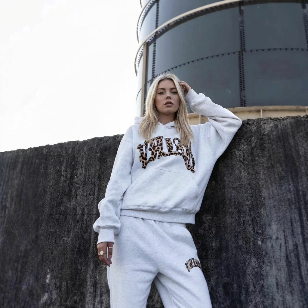 Willow | Women's Cropped Hoodie Set | Leopard Trim · Eltrendio