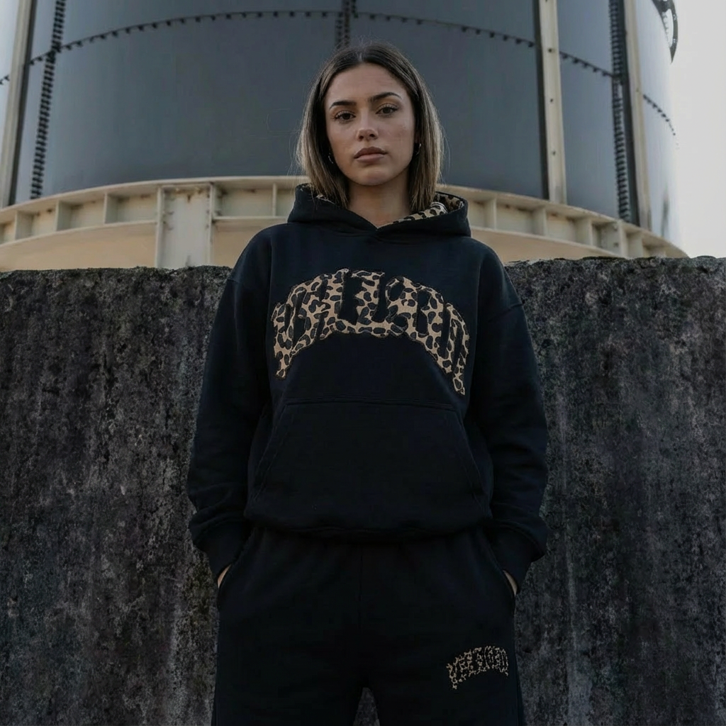 Willow | Women's Cropped Hoodie Set | Leopard Trim · Eltrendio