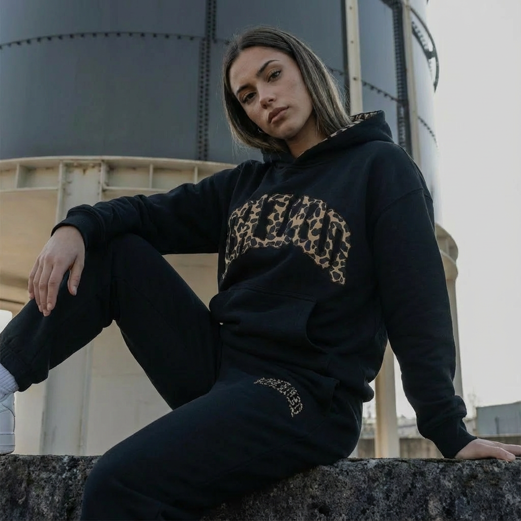Willow | Women's Cropped Hoodie Set | Leopard Trim · Eltrendio