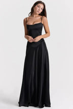 Emily | Women’s Spaghetti Strap Maxi Dress | Square Neckline Full Length Evening Dress-Women Dress-Eltrendio