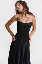 Emily | Women’s Spaghetti Strap Maxi Dress | Square Neckline Full Length Evening Dress-Women Dress-Eltrendio