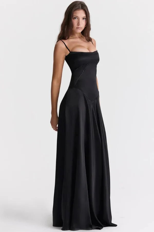 Emily | Women’s Spaghetti Strap Maxi Dress | Square Neckline Full Length Evening Dress-Women Dress-Eltrendio
