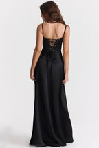 Emily | Women’s Spaghetti Strap Maxi Dress | Square Neckline Full Length Evening Dress-Women Dress-Eltrendio