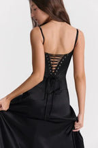 Emily | Women’s Spaghetti Strap Maxi Dress | Square Neckline Full Length Evening Dress-Women Dress-Eltrendio