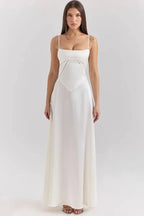 Emily | Women’s Spaghetti Strap Maxi Dress | Square Neckline Full Length Evening Dress-Women Dress-Eltrendio