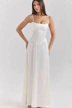 Emily | Women’s Spaghetti Strap Maxi Dress | Square Neckline Full Length Evening Dress-Women Dress-Eltrendio