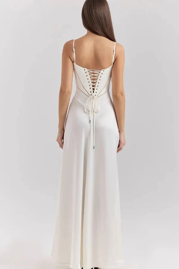 Emily | Women’s Spaghetti Strap Maxi Dress | Square Neckline Full Length Evening Dress-Women Dress-Eltrendio