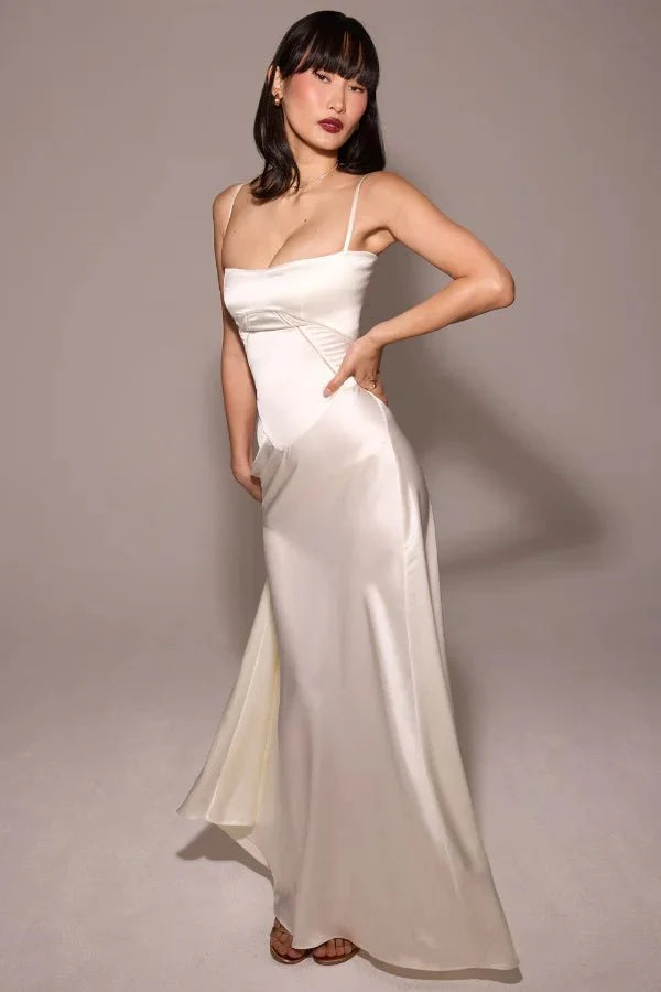 Emily | Women’s Spaghetti Strap Maxi Dress | Square Neckline Full Length Evening Dress-Women Dress-Eltrendio