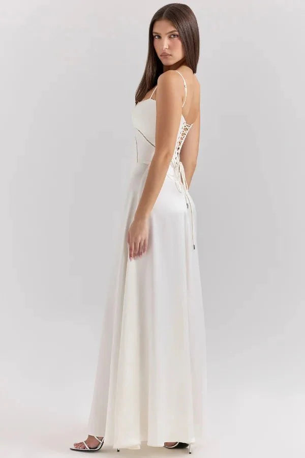 Emily | Women’s Spaghetti Strap Maxi Dress | Square Neckline Full Length Evening Dress-Women Dress-Eltrendio