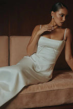 Emily | Women’s Spaghetti Strap Maxi Dress | Square Neckline Full Length Evening Dress-Women Dress-Eltrendio