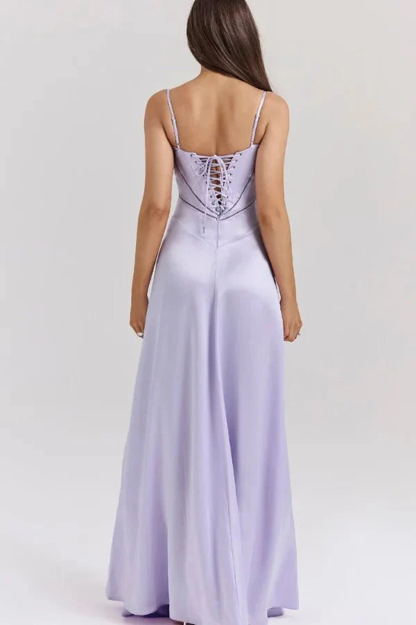 Emily | Women’s Spaghetti Strap Maxi Dress | Square Neckline Full Length Evening Dress-Women Dress-Eltrendio