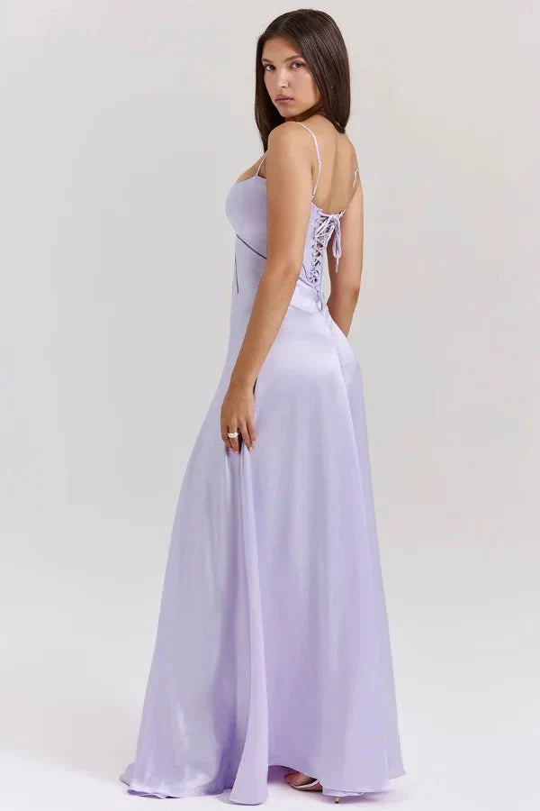 Emily | Women’s Spaghetti Strap Maxi Dress | Square Neckline Full Length Evening Dress-Women Dress-Eltrendio