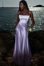 Emily | Women’s Spaghetti Strap Maxi Dress | Square Neckline Full Length Evening Dress-Women Dress-Eltrendio
