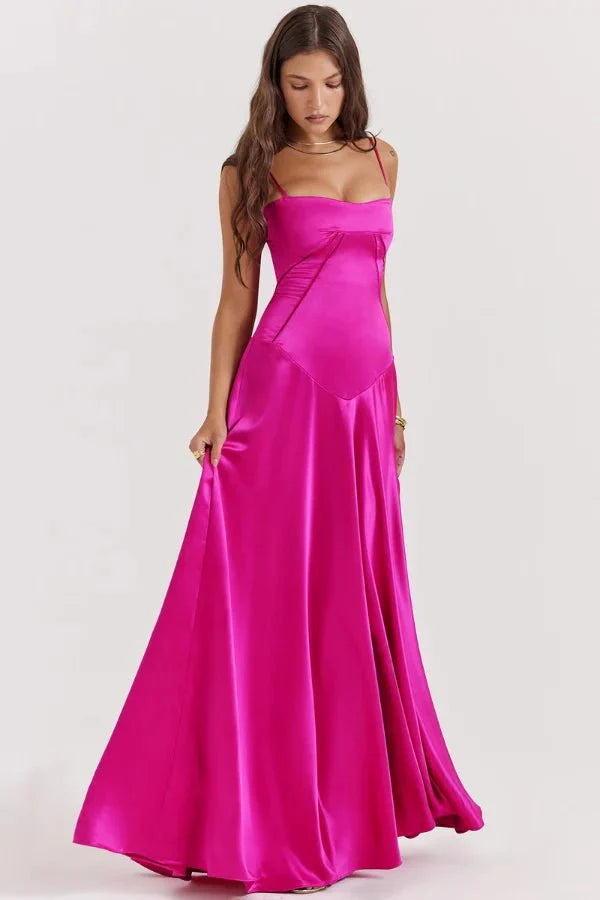 Emily | Women’s Spaghetti Strap Maxi Dress | Square Neckline Full Length Evening Dress-Women Dress-Eltrendio