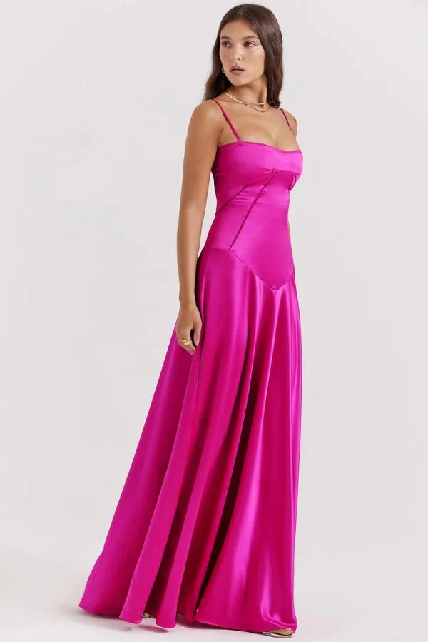 Emily | Women’s Spaghetti Strap Maxi Dress | Square Neckline Full Length Evening Dress-Women Dress-Eltrendio