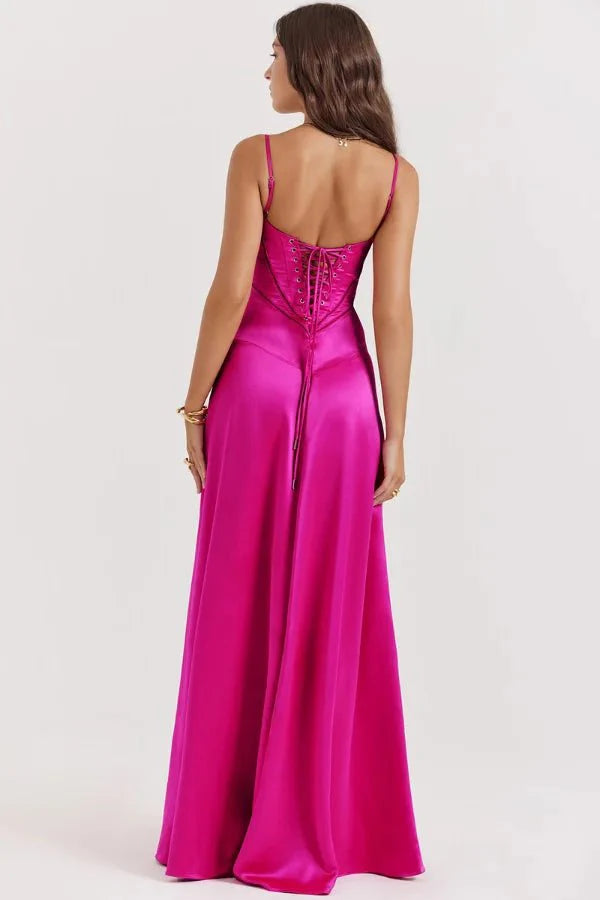 Emily | Women’s Spaghetti Strap Maxi Dress | Square Neckline Full Length Evening Dress-Women Dress-Eltrendio