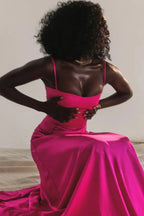 Emily | Women’s Spaghetti Strap Maxi Dress | Square Neckline Full Length Evening Dress-Women Dress-Eltrendio