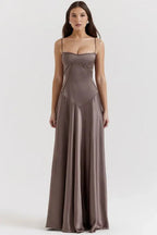 Emily | Women’s Spaghetti Strap Maxi Dress | Square Neckline Full Length Evening Dress-Women Dress-Eltrendio