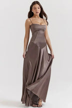 Emily | Women’s Spaghetti Strap Maxi Dress | Square Neckline Full Length Evening Dress-Women Dress-Eltrendio