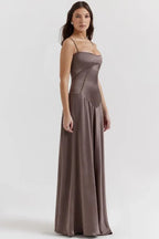 Emily | Women’s Spaghetti Strap Maxi Dress | Square Neckline Full Length Evening Dress-Women Dress-Eltrendio