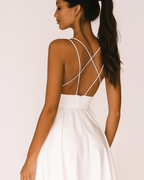 Emily | Women’s Strappy Midi Dress | V Neck Wedding Guest Dress-Women Dress-Eltrendio