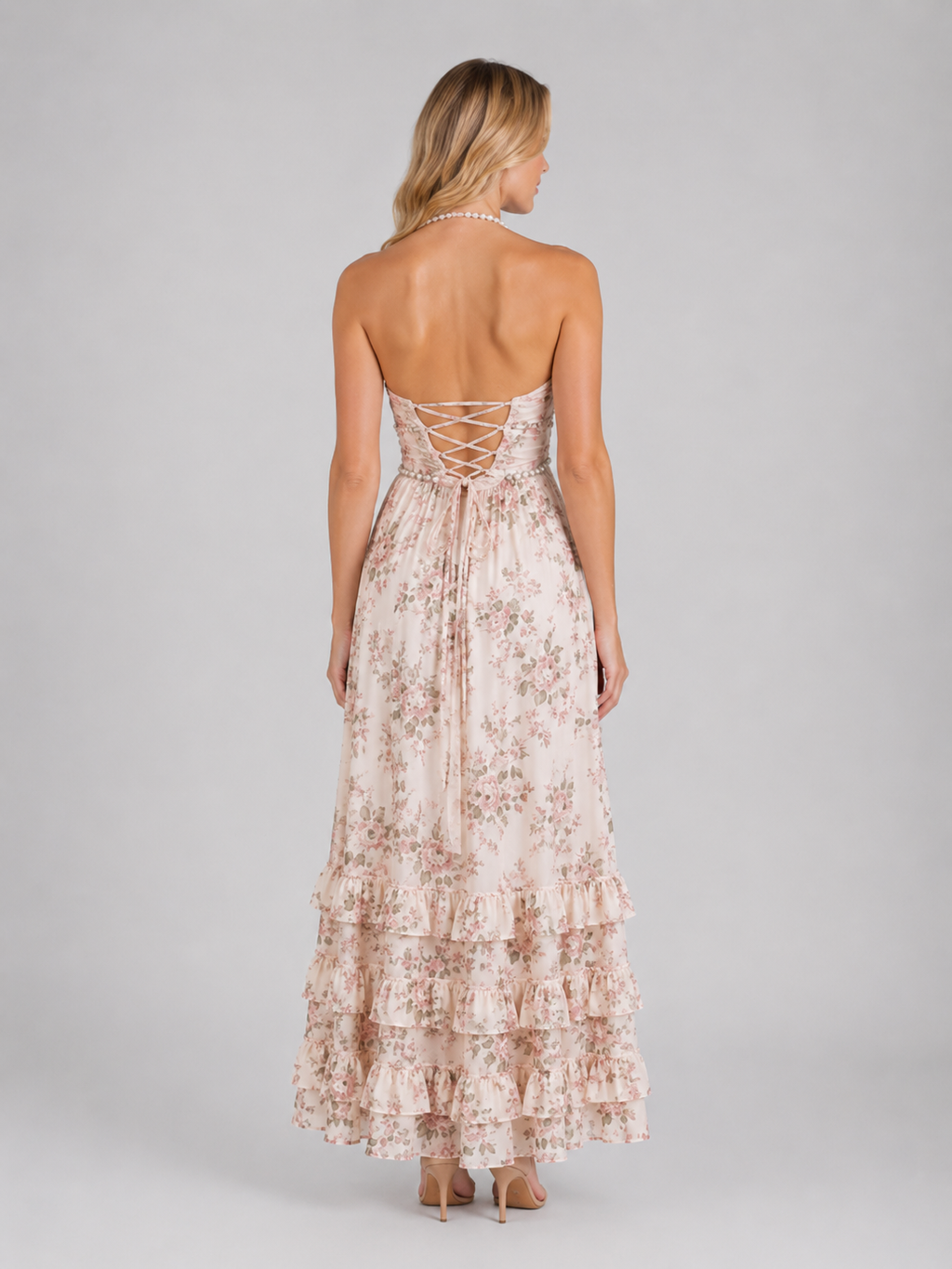 Emmeline | Women’s Floral Maxi Dress | Halter Neck Wedding Guest-Women Dress-Eltrendio