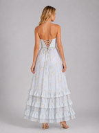 Emmeline | Women’s Floral Maxi Dress | Halter Neck Wedding Guest-Women Dress-Eltrendio