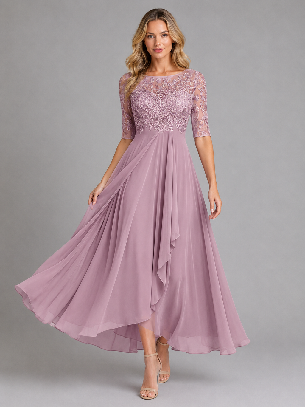 Evangeline | Women’s Maxi Dress | Lace Bodice Wedding Guest-Women Dress-Eltrendio