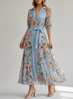 Evelyn | Women’s Maxi Dress | Wrap Floral Wedding Guest-Women Dress-Eltrendio