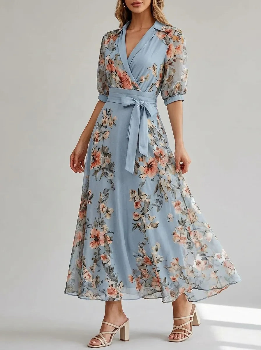 Evelyn | Women’s Maxi Dress | Wrap Floral Wedding Guest-Women Dress-Eltrendio