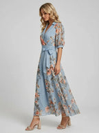Evelyn | Women’s Maxi Dress | Wrap Floral Wedding Guest-Women Dress-Eltrendio